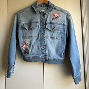 Abercrombie Kids Light Blue Floral Jean Jacket